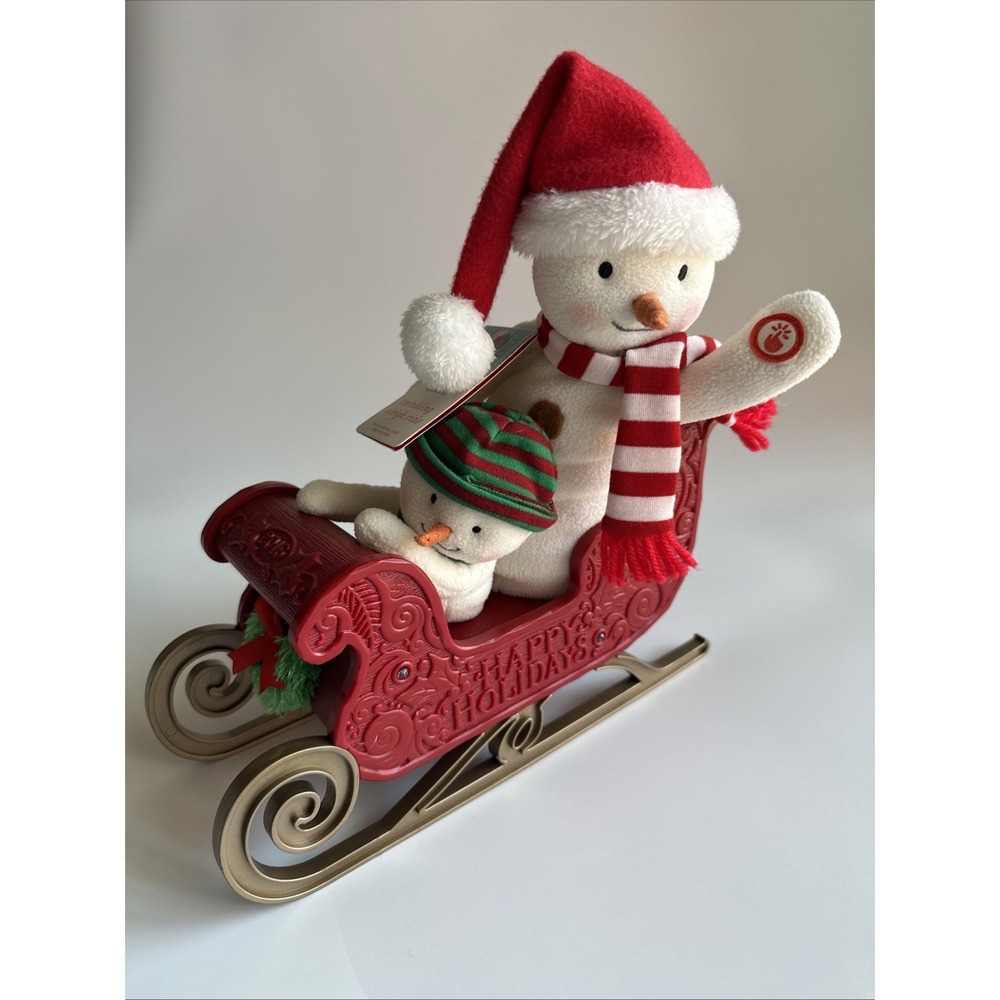 Hallmark Plush Jingle Pals Twinkling Sleigh Lighted Snowman Christmas NEW 2016